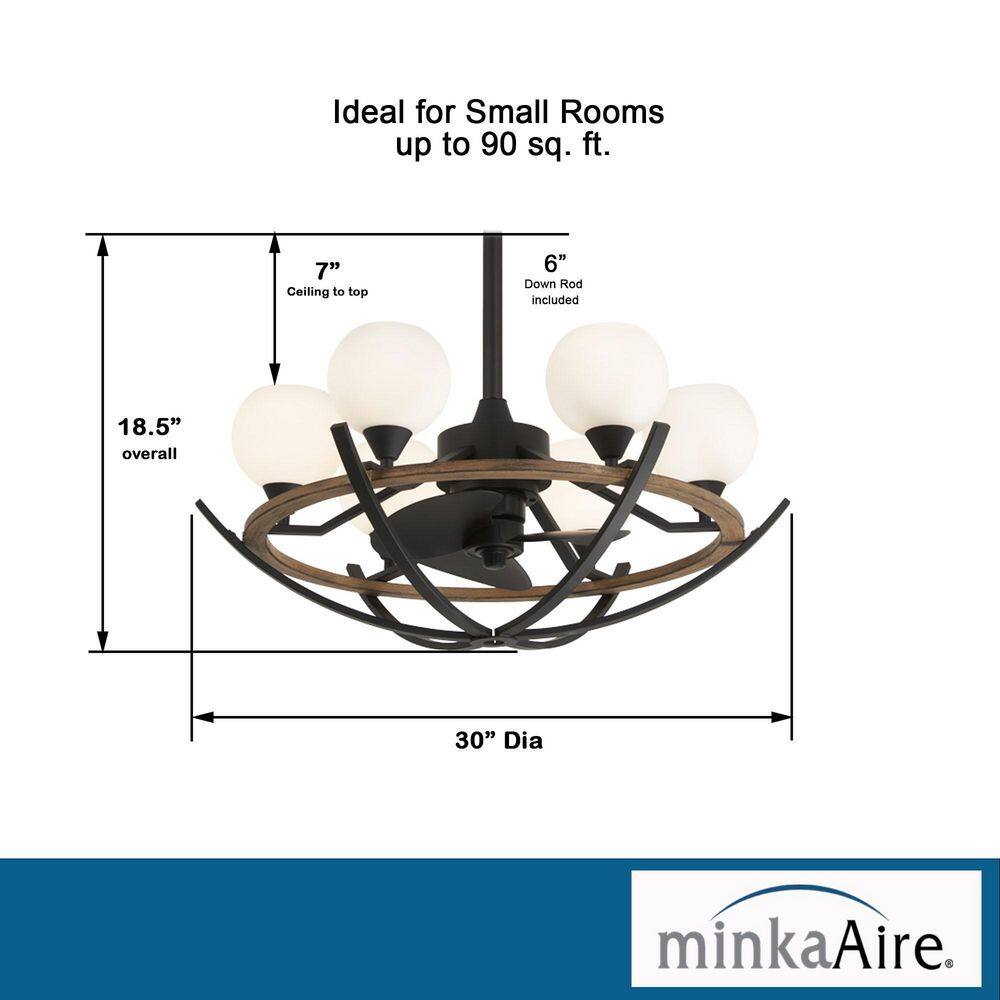 Coal and Opal Glass 30-Inch Chandelier Ceiling Fan with Remote