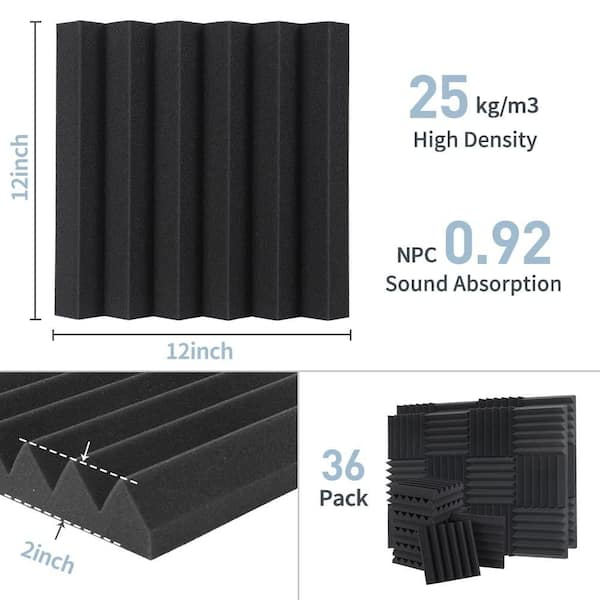 xinyoec 36 Pack 12 x 12 in. Wedges Acoustic Foam Panels, Sound