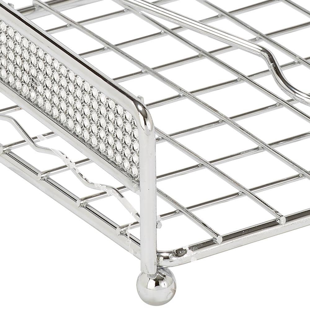 Silver Iron Pave Diamond Napkin Holder with Weighted Bar