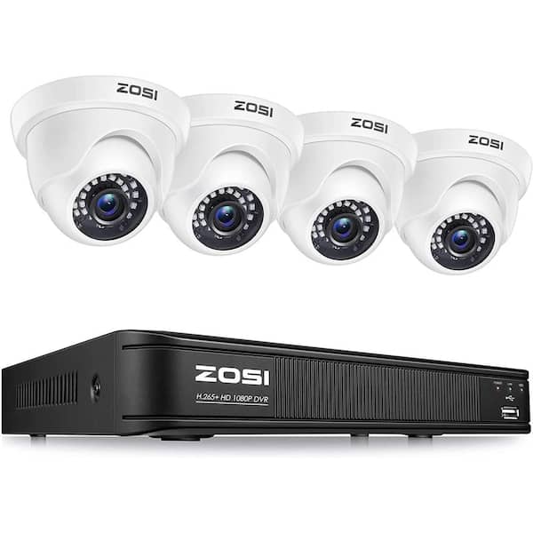 ZOSI 8 Channel 5MP-Lite DVR Outdoor Security Camera System with 4-Wired 1080p Outdoor Dome Cameras
