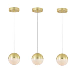 14-Watt 1-Light Gold Ball Integrated LED Pendant Light with Dimmable LED (Set of 3)