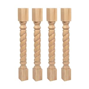 35.25 in. x 3.75 in. Unfinished Solid North American Hardwood Rope Kitchen Island Leg (4-Pack)