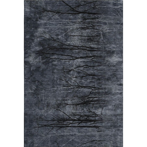 Mayfield Premium Machine Washable Abstract AMF2083 Charcoal 9 ft. x 12 ft. Area Rug
