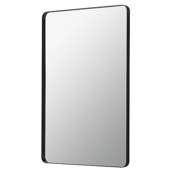 30 in. W x 30 in. H Rectangular Aluminum Framed Wall Bathroom Vanity Mirror in Black