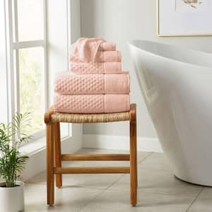 Pink Ultra-Soft 100% Cotton Diamond Waffle 6-Piece Towel Set