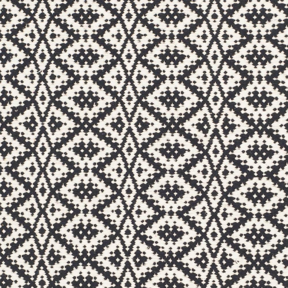 Ivory and Black Hand-Woven Cotton Wool Montauk Area Rug