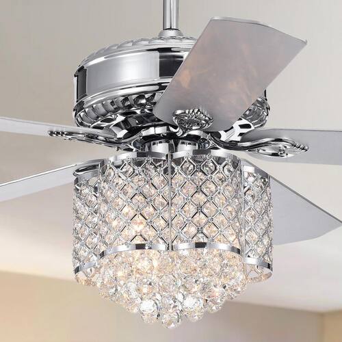 Deidor 5-Blade 52 in. Indoor Chrome Remote Controlled Ceiling Fan with Light KIt Warehouse of Tiffany Ceiling Fans With Lights