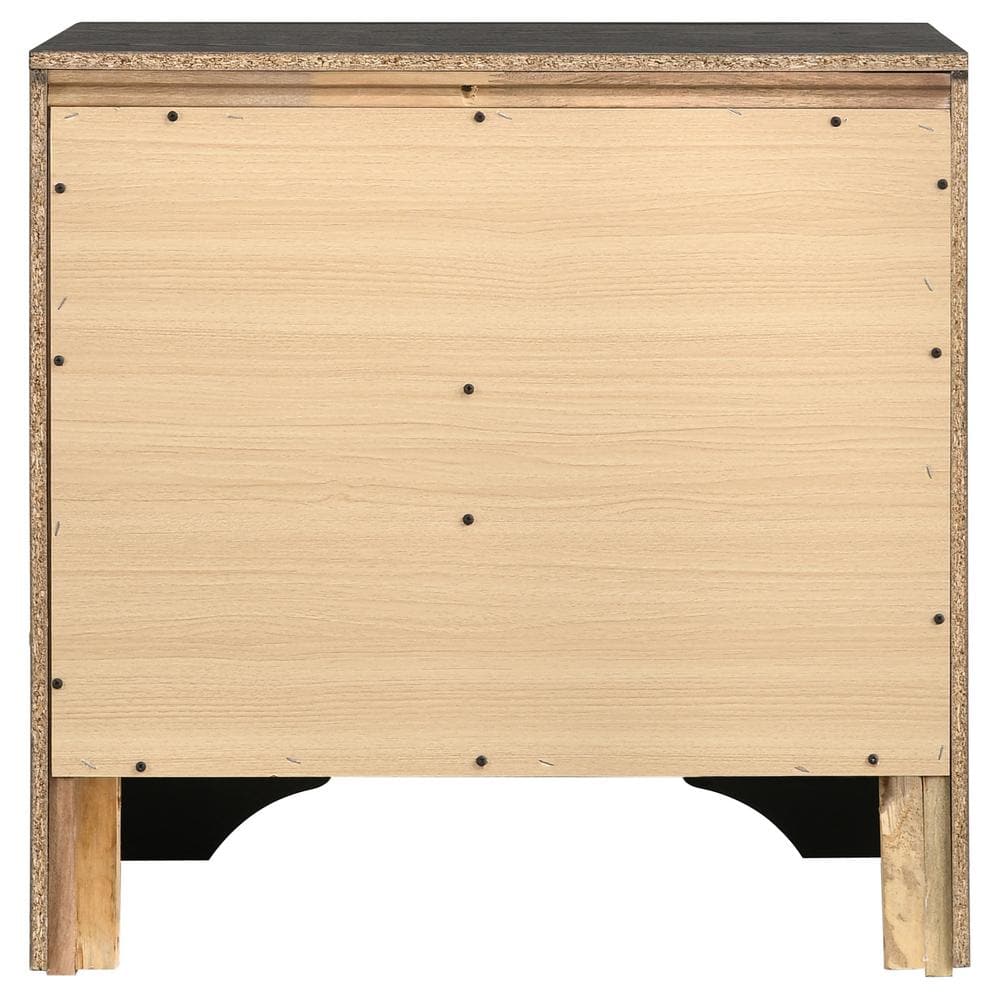 Contemporary Black 2-Drawer Nightstand with Rhinestone Handles
