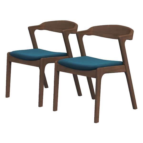 Ashcroft Furniture Co Roxy Mid-Century Modern Blue Velvet Dining Chair (Set of 2)