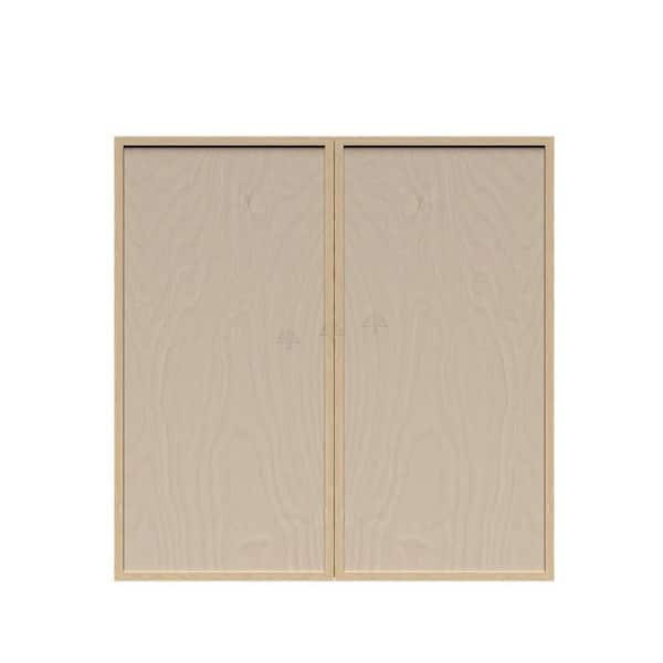 Slim Shaker Assembled 30 in. W x 36 in. H x 12 in. D Wall Kitchen Cabinet in Natural Wood