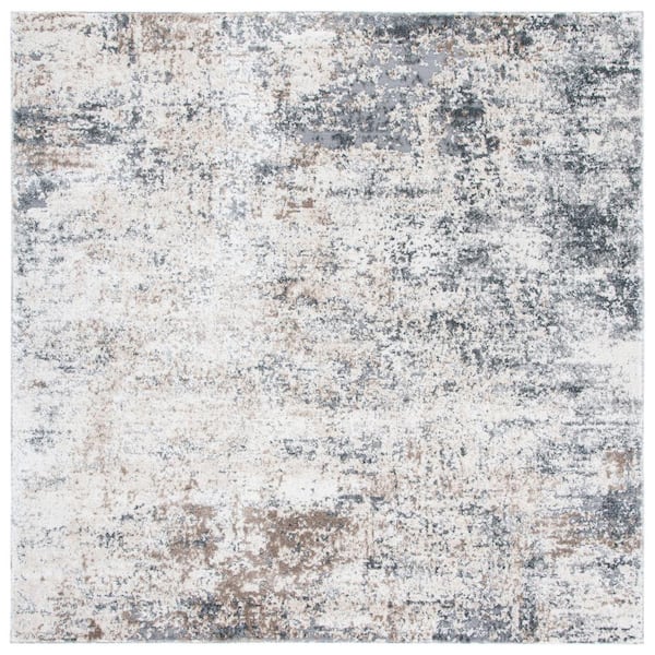 SAFAVIEH Aston Ivory/Gray 7 ft. x 7 ft. Distressed Abstract Square Area Rug