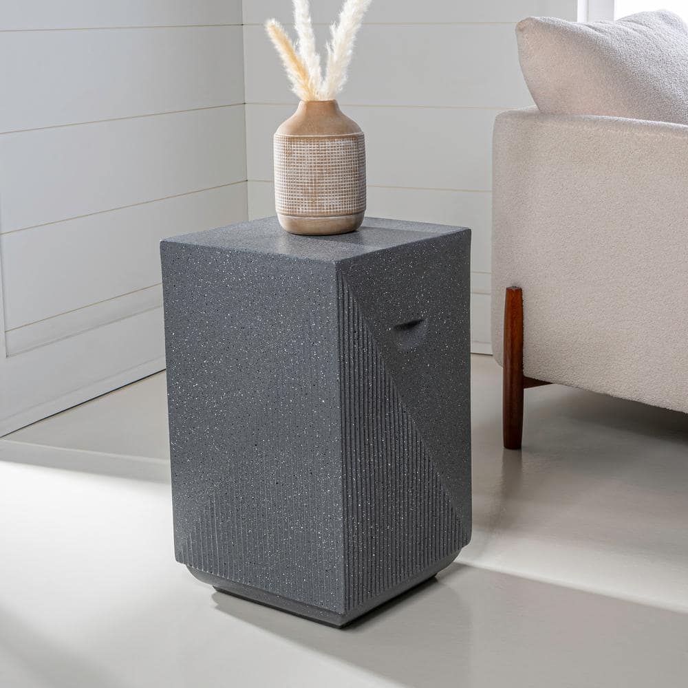 Adrian Gray Poly-Resin 20.75" Square Accent Table