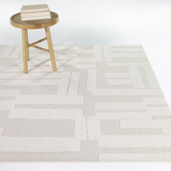 Caspar Cream 7 ft. 10 in. x 10 ft. Global Geometric Area Rug