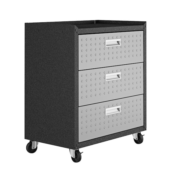 Fortress 72.4 in. W x 37.6 in. H x 20.5 in. D Steel 3-Piece Mobile Space-Saving Garage Storage System in Grey