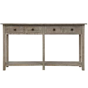 59 Inch Long Console Table Sofa Table for Entryway with Drawers and Shelf Living Room Sideboard, Gray Wash