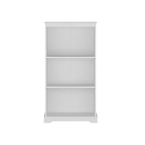 Hillsdale Furniture Baylor 47.5 in. White Wood 3-Shelf 25 in. Bookcase