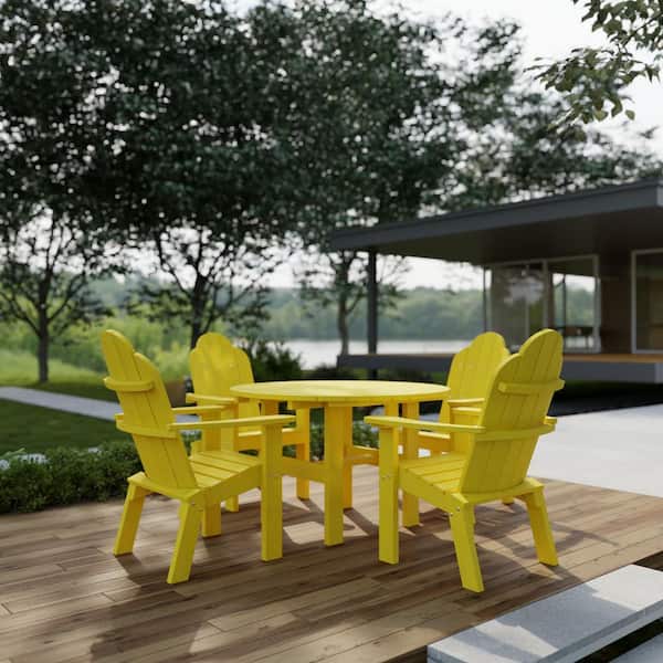 Wildridge Classic Lemon Yellow 5-Piece HDPE Plastic Outdoor Patio
