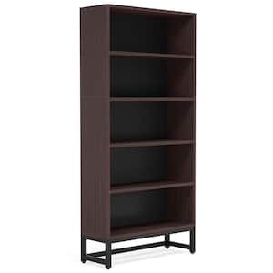 Frailey 31.5 in. Brown Free-Standing Large 6-Tier Open Display Shelves Bookshelf Storage Rack, Library Etagere Bookcase