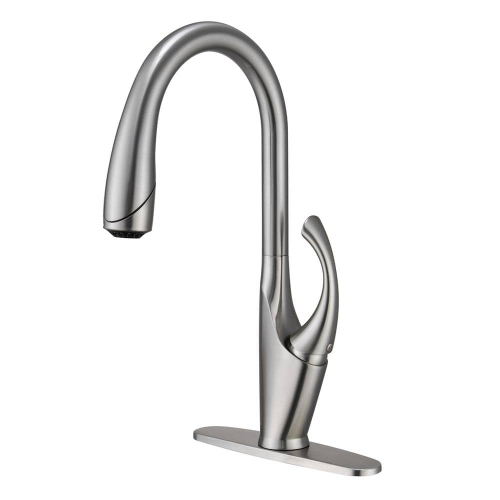 Mondawe Function Tulip High Arc Pull Down Sprayer Kitchen Faucet Single Handle Deck Mount In