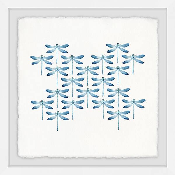 Marmont Hill Mh-julinsc-63-wfpfl-12 Blue 12 inch x 12 inch Blue Dragonfly Rows II Framed Giclee