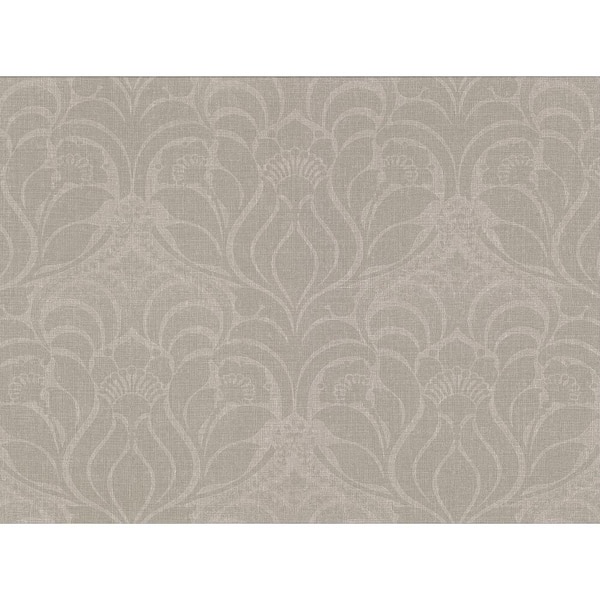 Warner Sandor Grey Damask Vinyl Strippable Wallpaper (Covers 60.8 sq. ft.)