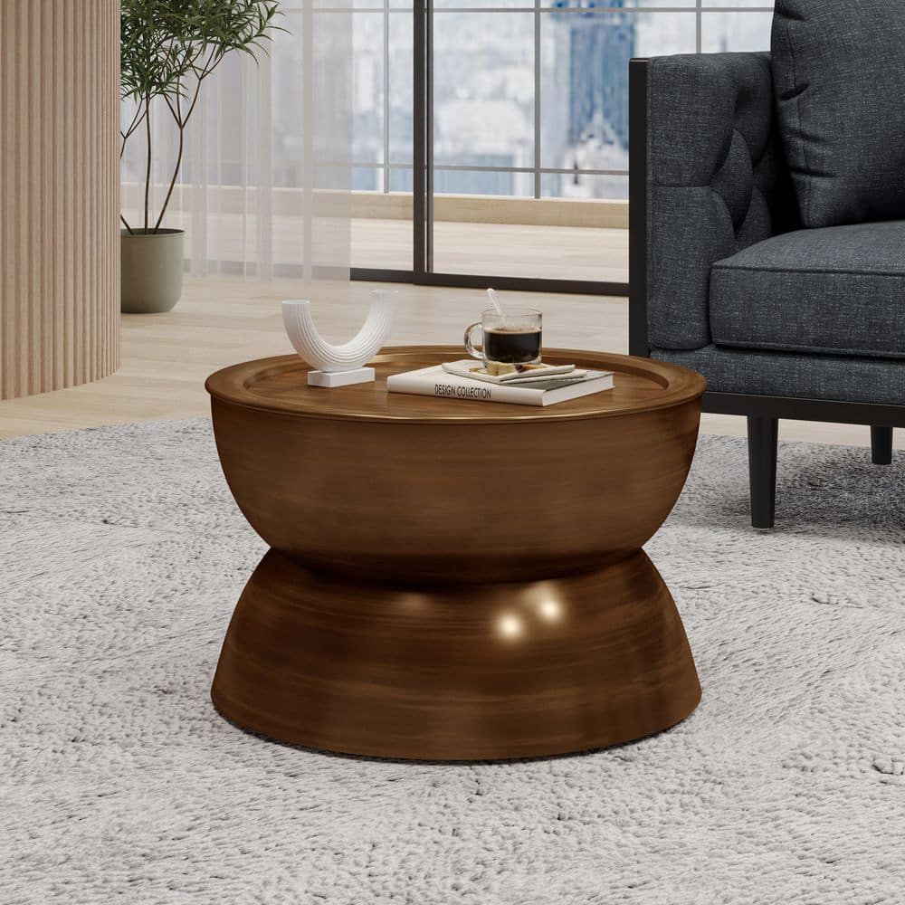 Manville Round Brushed Antique Bronze Metal Coffee Table