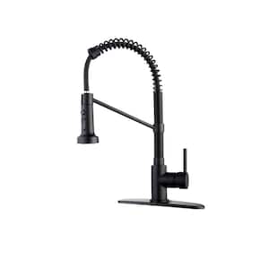 Wet Bar Sink Single Handle Pull Down Sprayer Kitchen Faucet with Dual Mode Setting in Black