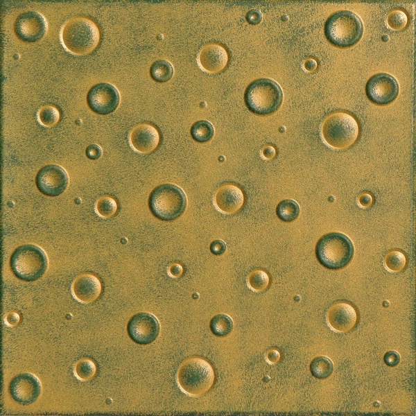 A La Maison Ceilings Bubbles Green Gold 1.6 ft. x 1.6 ft. Decorative Foam Glue Up Ceiling Tile (21.6 sq. ft./Case)