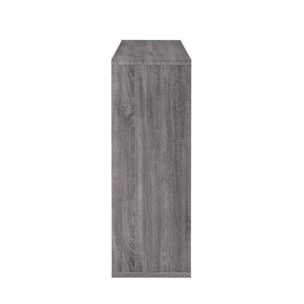 Weathered Gray and Chrome Rectangular Bar Unit with Glass Shelves