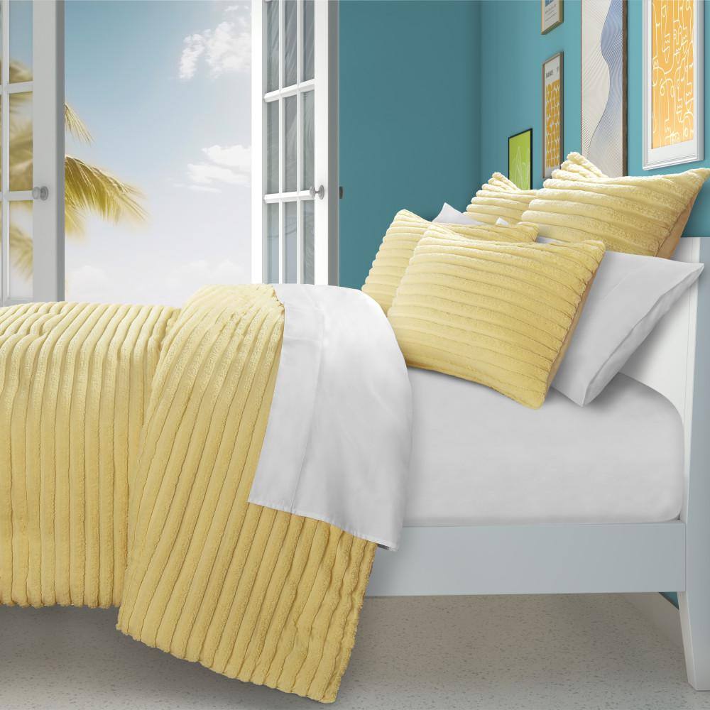 Yellow Queen Comforter Set with Soft Plush Fabric