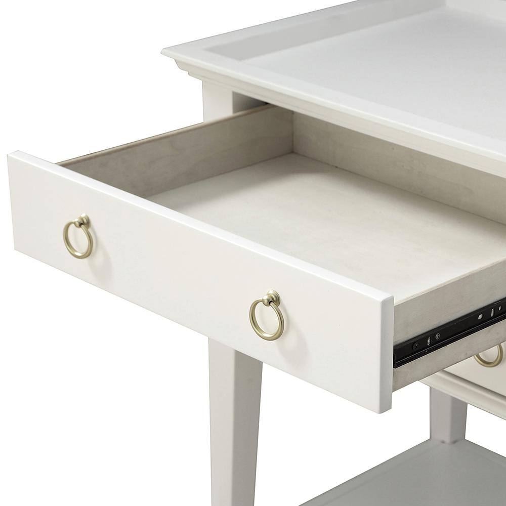 Clara Traditional White Wood Nightstand with Brushed Gold Hardware