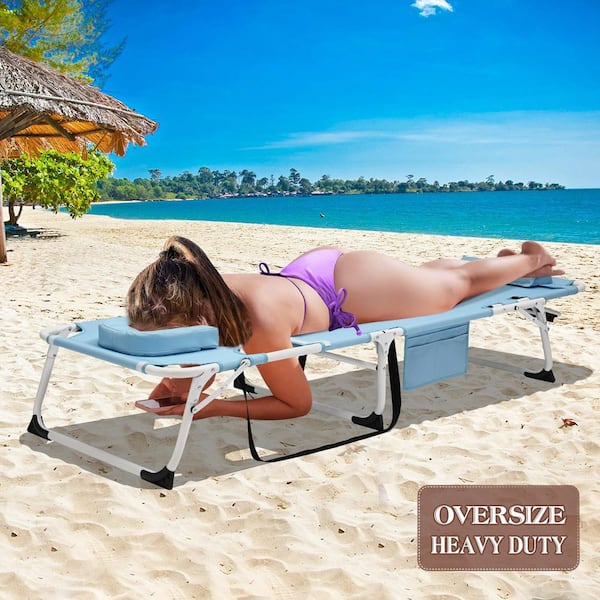 Face Down Tanning Chair with Face Arm Hole, 5-Position Adjustable, Folding Sleeping Bed Cot for Pool Beach Sunbathing