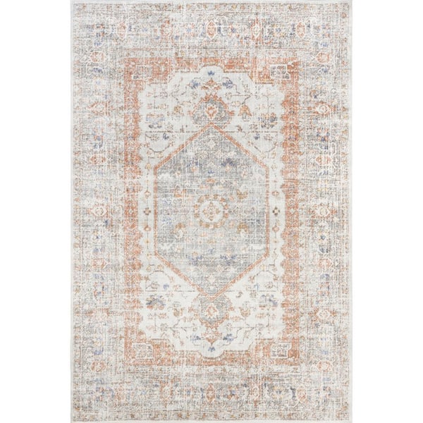 Jacquie Vintage Floral Silver 10 ft. x 14 ft. Area Rug