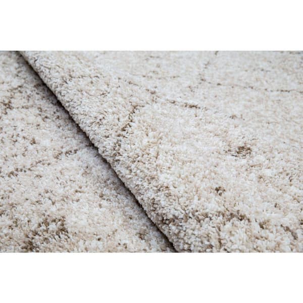 Madison Shag Moroccan Lattice 3 ft. 11 in. x 3 ft. 11 in. Modern Vanilla Round Area Rug