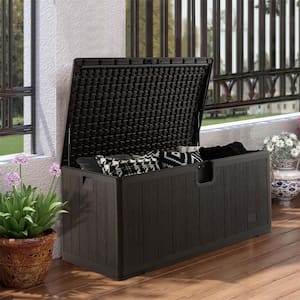 130 Gal. Patio Brown Deck Box Outdoor Waterproof Storage Container for Tools Toys