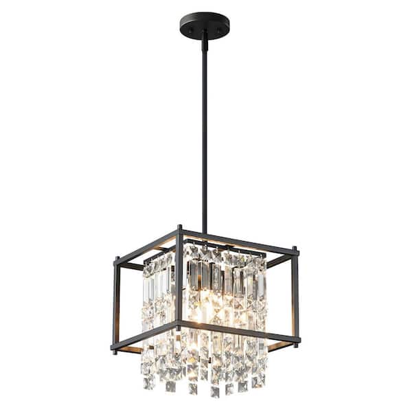 Home Lighting 40 Watts 1 Light Modern Black Crystal Chandelier Entryway Light Fixture