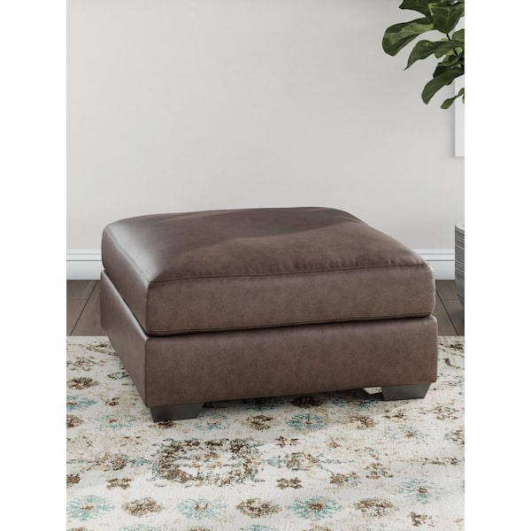 WalkerPoint Brown Faux Leather Square Cocktail Medium Ottoman