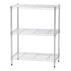 Chrome 3- Tier Metal Wire Garage Storage Shelving Unit 24- in. W x 30- in. H x 14- in. D