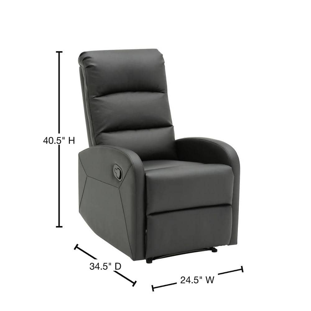 Dormi 24.5" Black Faux Leather Contemporary Recliner Chair