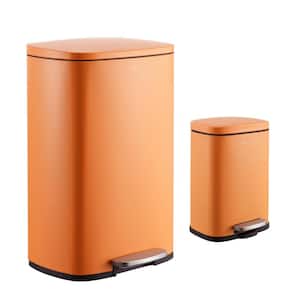 Connor Rectangular 13.2 Gal. Carrot Cake Trash Can with Soft-Close Lid and Free Mini Trash Can