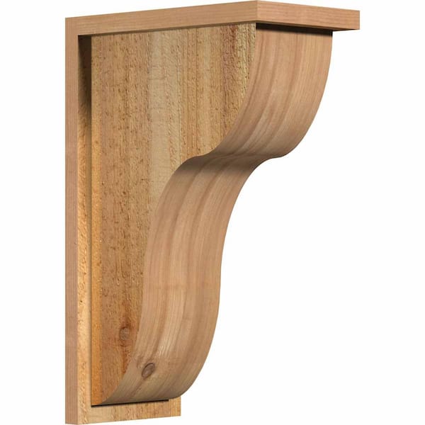 Ekena Millwork 8 in. x 14 in. x 22 in. Western Red Cedar Carmel Rough Sawn Corbel with Backplate