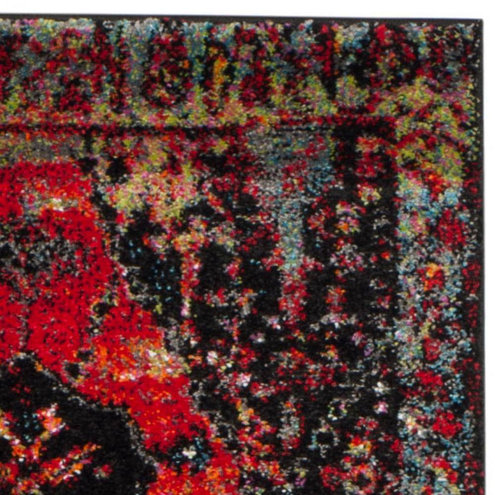 Vintage Hamadan Multi-Color Synthetic Floral Runner Rug