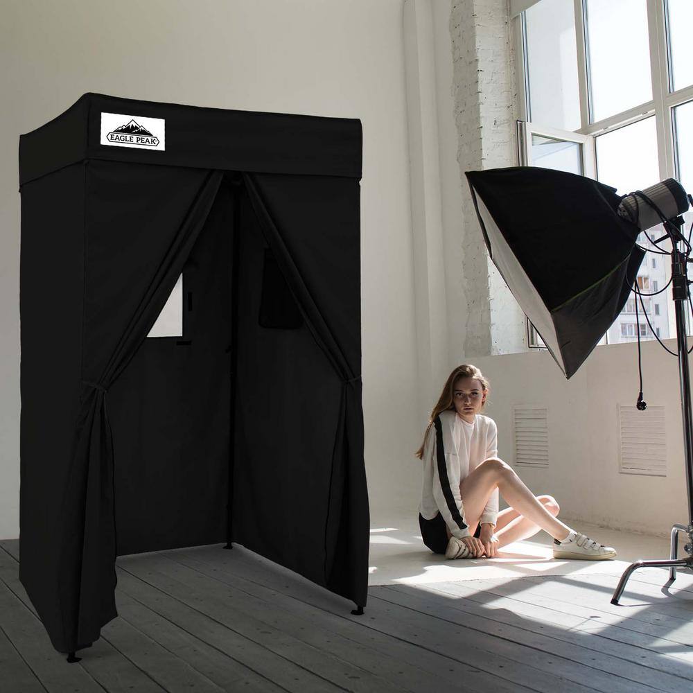 Flat Top 4 ft. x 4 ft. Outdoor Pop Up Shower Privacy Tent Dressing Changing Room, Black price history on PriceWatchPro