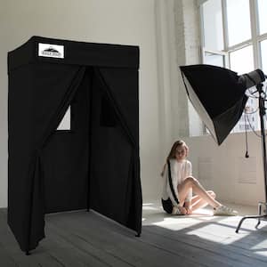Flat Top 4 ft. x 4 ft. Outdoor Pop Up Shower Privacy Tent Dressing Changing Room, Black