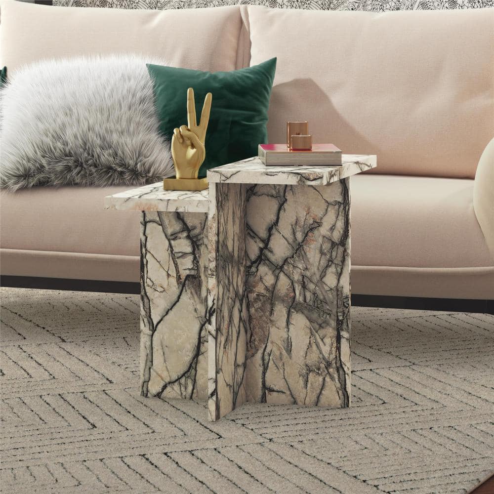 Brielle 27'' Onyx Faux Marble Accent Table