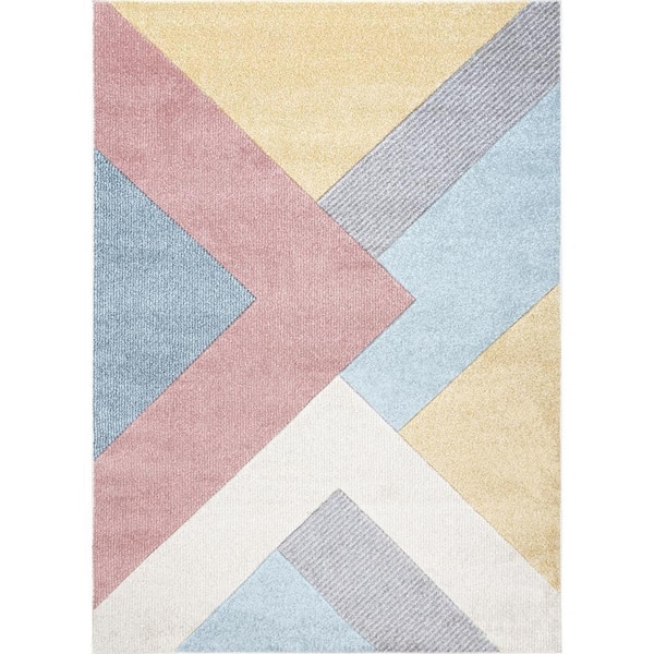 nuLOOM Selina Abstract Modern Pink 6 ft. 7 in. x 9 ft. Indoor Area Rug