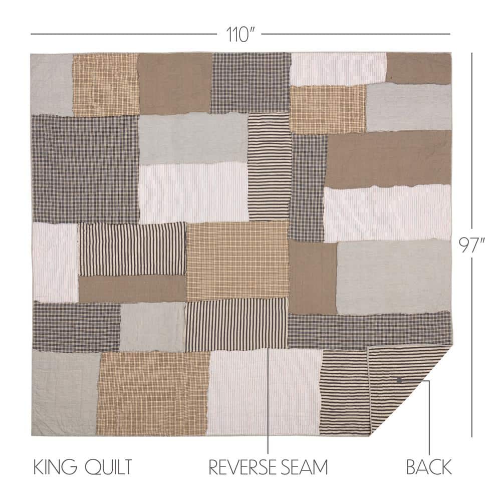Ashmont Gray and Beige Cotton Reversible King Quilt Set