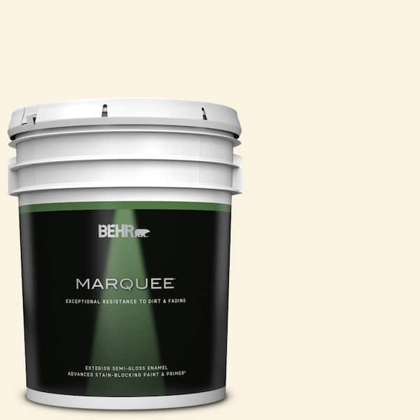 BEHR MARQUEE 5 gal. #W-D-710 Creamy White Semi-Gloss Enamel Exterior Paint & Primer