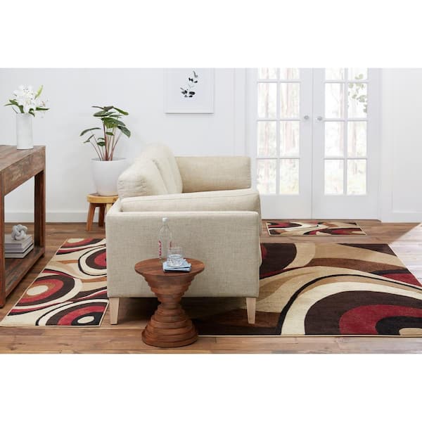 Home Dynamix Ariana 3-Piece Area Rug Set, Ebony/Chocolate