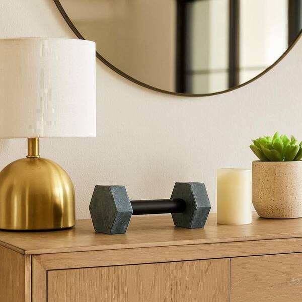 Liv & Skye Green 8 in. x 4 in. Marble Dumbbell Geometric Sculpture